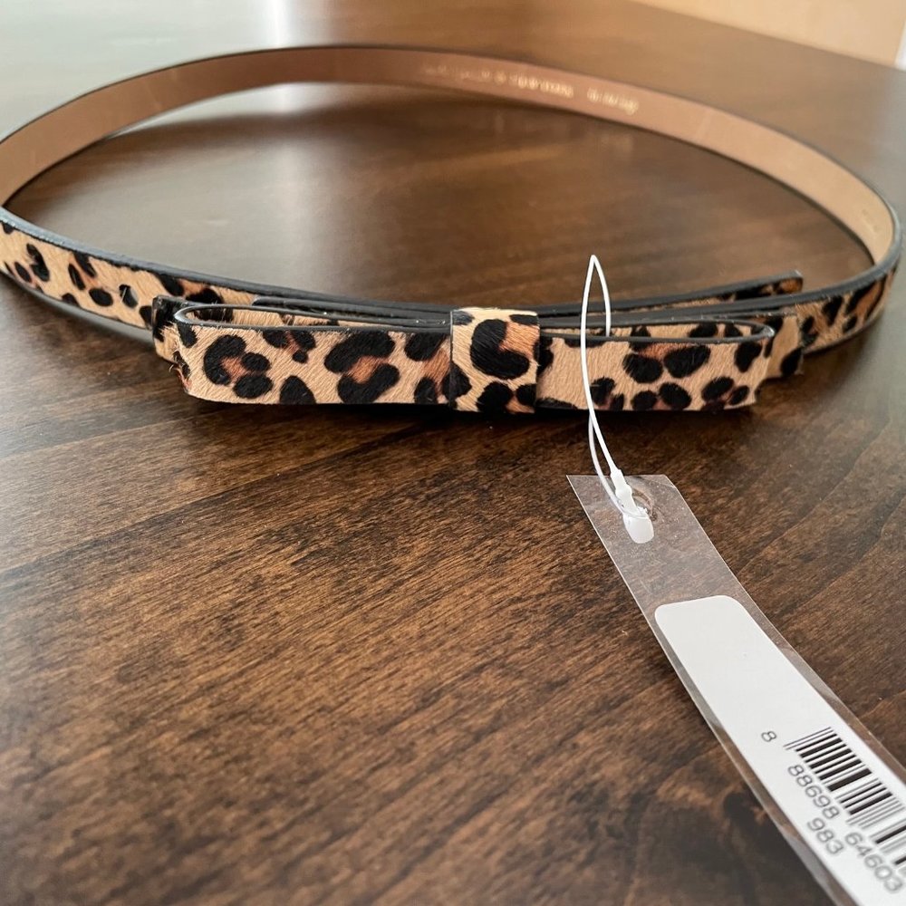 Kate Spade Leopard Print Haircalf Leather Bow Belt NWT Size small